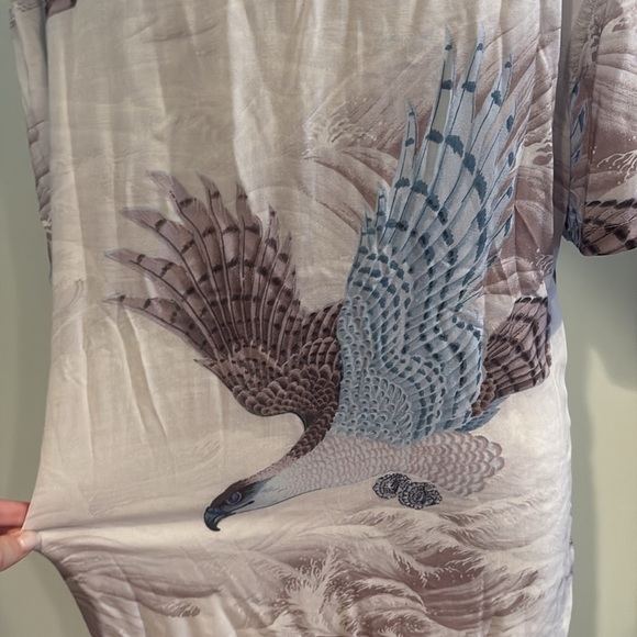 All Saints Multicolor Feather Print Button Down Collared Shirt - Picture 8 of 11